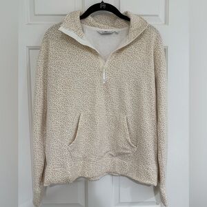 Vineyard vines cream leopard dreamcloth quarter zip